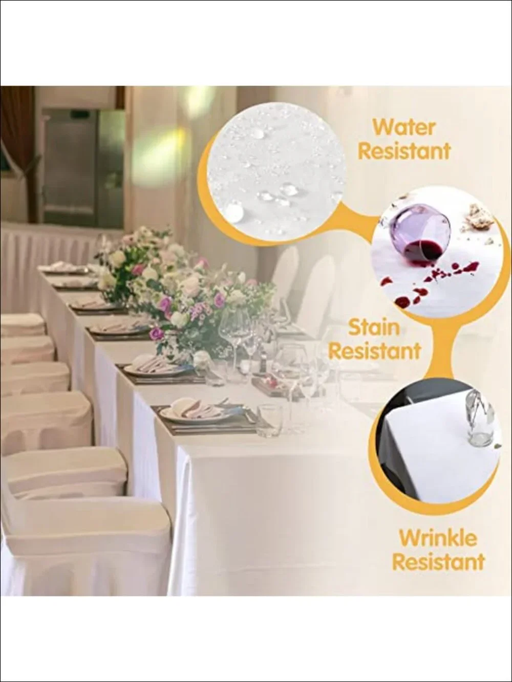 6 Pack Premium Polyester Tablecloths 90x132 Inch Rectangle Tables